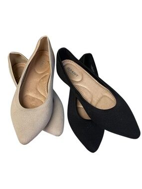 Two Pairs Old Navy Fabric Pointy Toe Ballerina Shoes Size 7 EUC